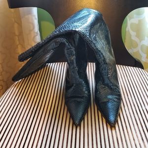 JIMMY CHOO Metallic English Blue Phyton Boots